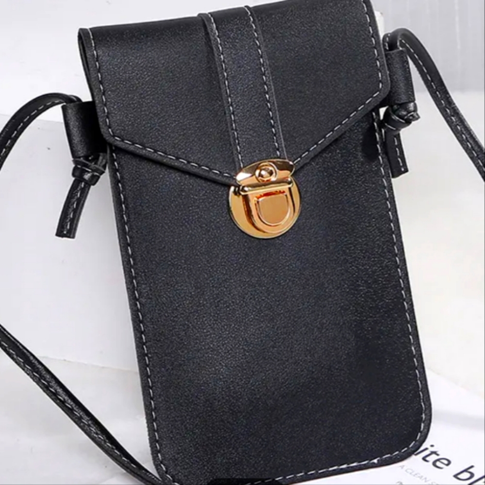 black Id cards and phone bag